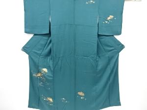 流水に笠・草花模様訪問着